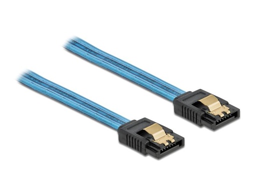 [90130592 1128961] Delock SATA-Kabel UV Leuchteffekt blau 20 cm