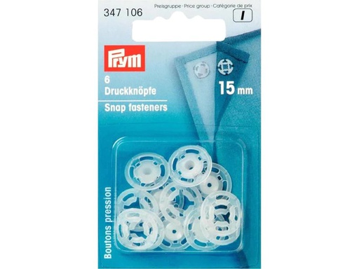 [90130870 1087958] Prym Druckknöpfe Ø 15 mm, Transparent, 6 Stück