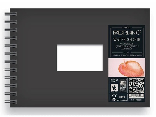 [90131035 1116255] Fabriano Aquarellblock Spiralbuch A5, 25 Blatt