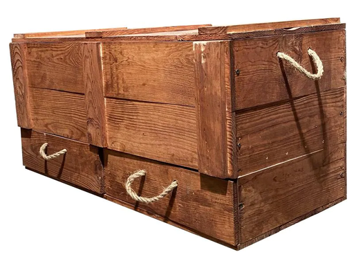 [90131227 1162321] Holz Zollhaus Truhe Vintage Braun, 85 x 40 cm