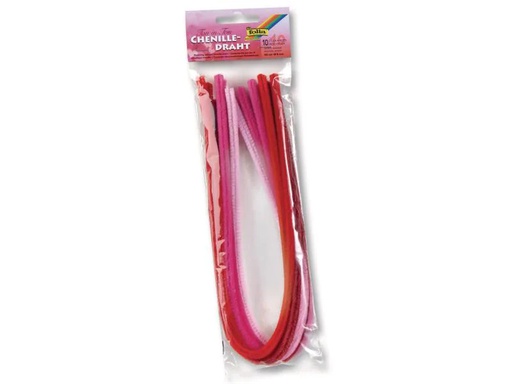 [90132142 627890] Folia Chenilledraht 8 mm,Ton in Ton Mix Rot, 10 Stück
