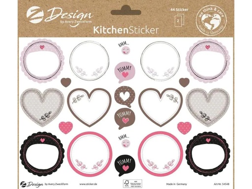 [90132356 1058298] Z-Design Motivsticker A5 Kitchen Beschriftung, Bunt, 44 Aufkleber