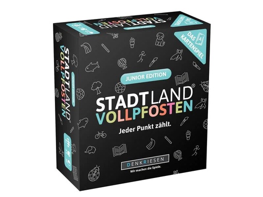 [90132408 1167774] Denkriesen Partyspiel STADT LAND VOLLPFOSTEN – Das Kartenspiel Junior