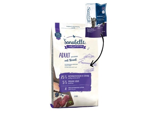 [90132792 562106] Sanabelle Trockenfutter Adult Strauss, 2 kg