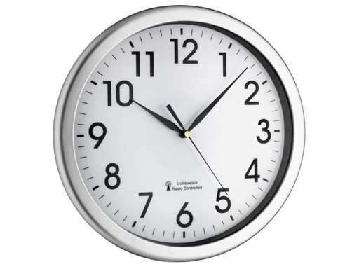 [90132824 995489] TFA Dostmann Funk-Wanduhr Corona Ø 30.8 cm, Silber