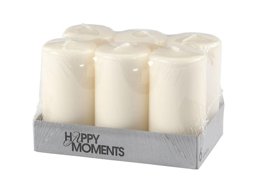 [90133211 822043] Creativ Company Zylinderkerze Ø 5 cm Crème, 6 Stück