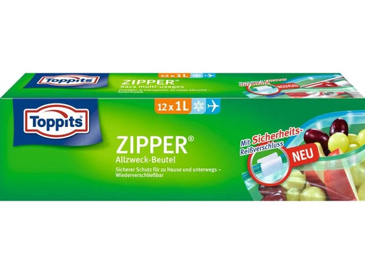 [90134034 349763] Toppits Frischhaltebeutel Zipper 15 cm x 20 cm, 12 Stück