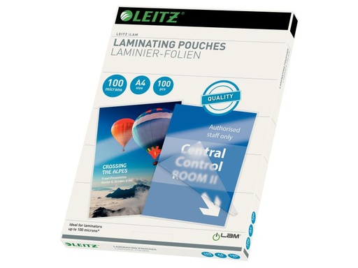 [90134221 627369] Leitz Laminierfolie A4, 100 µm, 100 Stück, Glänzend