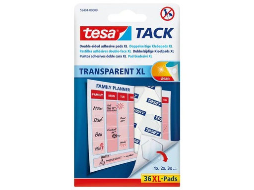 [90135189 521506] tesa Klebepad TACK XL 36 Stück, Transparent