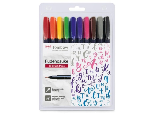 [90135893 851702] Tombow Fineliner Fudenosuke WS-BS farbig, 10er Set