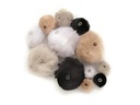 Glorex Pompon mit Öse, Schwarz/Weiss/Grau