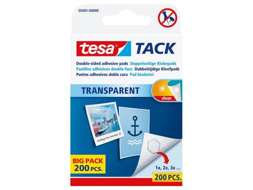 [90135951 521505] tesa Klebepad TACK 200 Stück, Transparent