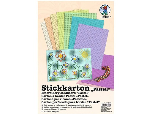 [90136206 1158334] URSUS Stickkarton Pastell 10 Farben