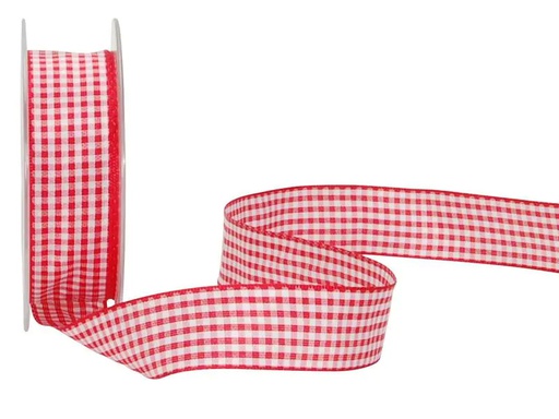 [90136567 1122540] Spyk Geschenkband Vichy 25 mm x 20 m, Rot/Weiss