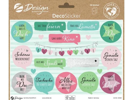 [90136685 1058290] Z-Design Motivsticker A5 Deko Gute Wünsche, Bunt, 38 Aufkleber