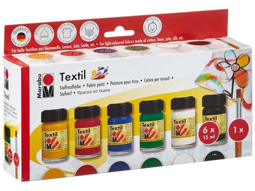 [90136965 545445] Marabu Textilfarbe Textil Starter Set, mehrfarbig