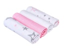 MAKIAN Mulltuch 4-er Set 80 x 80 cm Pink und Weiss Sterne