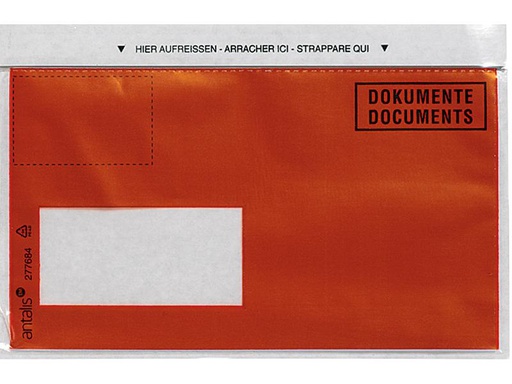 [90137772 1152910] Antalis Dokumententasche C6/5 Druck, Fenster links, 1000 Stück, Rot