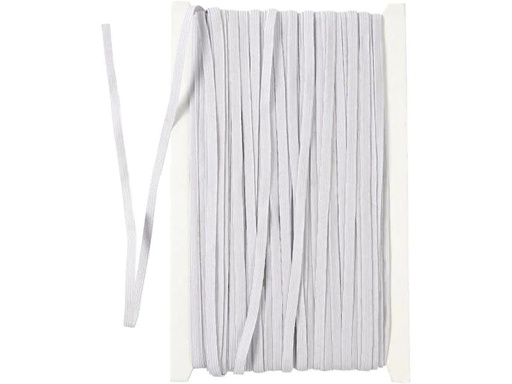 [90138404 671231] Creativ Company Elastikband 6 mm x 5.0 m, Weiss