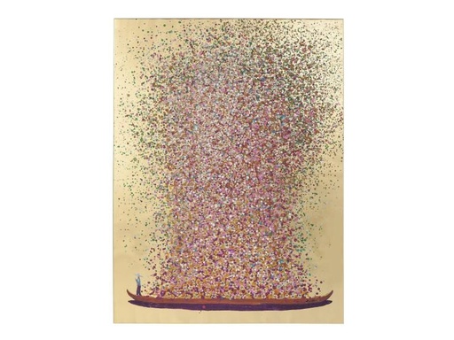 [90013827 970883] Kare Bild Touched Flower Boat 100 x 80 cm, Gold/Pink