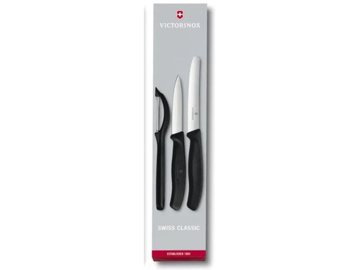 [90139301 457347] Victorinox Gemüsemesser Set mit Schäler 3-teilig, Schwarz
