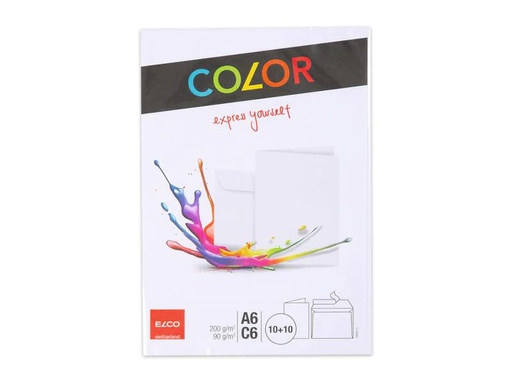 [90139895 1002954] ELCO Doppelkarte mit Couvert Color A6/C6 Weiss, 20 Stück
