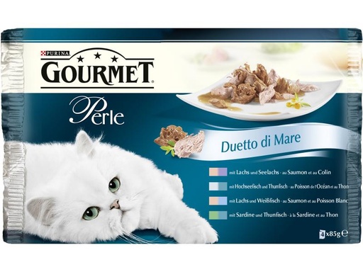 [90141066 589805] Purina Nassfutter Gourmet Perle Lachs &amp; Seelachs, 4 x 85 g