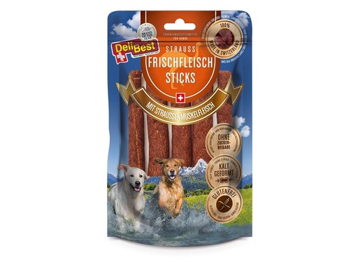 [90141762 1168051] DeliBest Kaustange 10 cm Sticks Strauss, 5 Stück