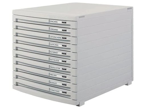 [90014158 1014541] HAN Schubladenbox CONTUR A4 10 Schubladen, geschlossen, Grau