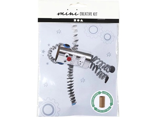[90142288 1139894] Creativ Company Bastelset Mini WC-Papier-Rollen-Roboter 7-teilig, Silber