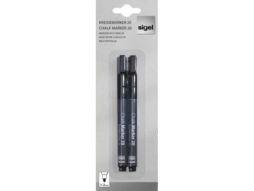 [90142975 295404] Sigel Kreidemarker 20 Rundspitze, Schwarz