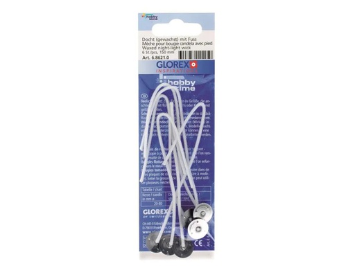 [90143074 648489] Glorex Teelichtdocht 6 Stück, Weiss