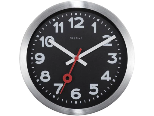 [90014406 736193] NeXtime Wanduhr Station Ø 35 cm Schwarz