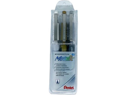[90145231 709953] pentel Gelschreiber Hybrid Gel Grip DX Metallic 1 mm, Mehrfarbig