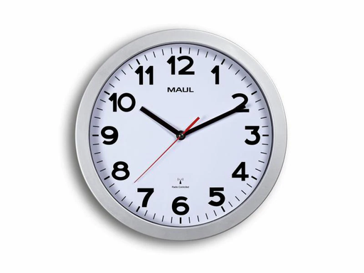 [90001430 609180] Maul Wanduhr MAULstep Ø 30 cm Silber/Weiss