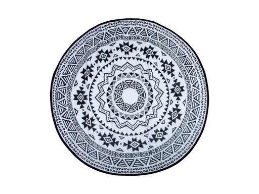 [90145608 1009736] Esschert Design Teppich India Ø 180 cm x Schwarz/Weiss