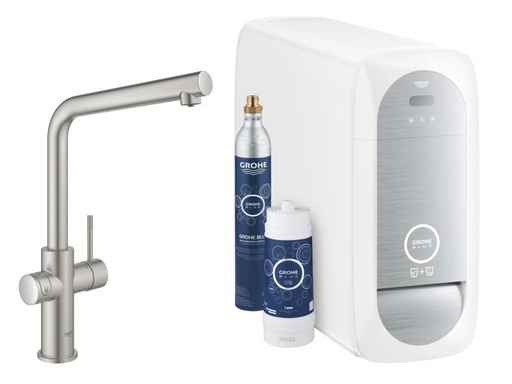 [90145742 903225] GROHE Küchenarmatur Blue Home L-Auslauf, Starter Kit, Supersteel