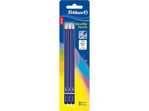 [90147145 889110] Pelikan Bleistift 2B, Blau, 3 Stück