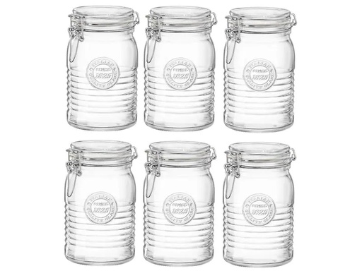 [90147191 969520] Bormioli Rocco Einmachglas Officina 1825 1000 ml, 6 Stück 