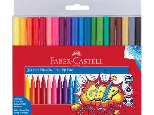 [90147442 847364] Faber-Castell Filzstift Grip Colour Marker 20er Kunststoffetui