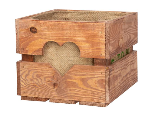 [90014760 1082404] Holz Zollhaus Holzharasse mit Herzausschnitt, Braun 30 x 30 cm
