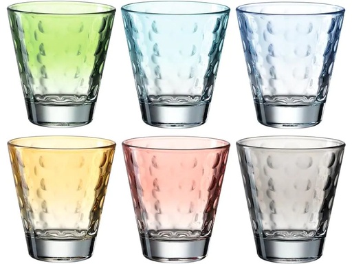 [90148141 1204301] Leonardo Trinkglas Optic Pastell 215 ml, 6 Stück, Mehrfarbig