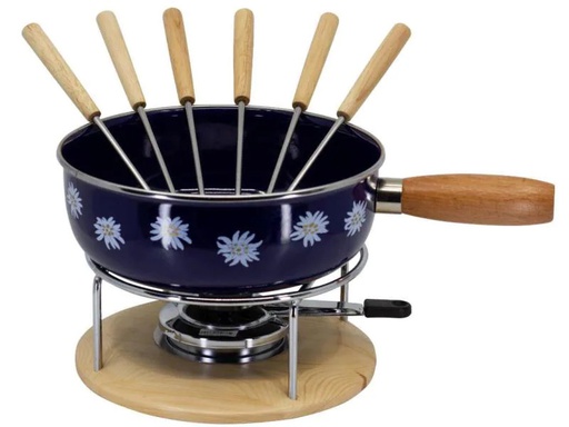 [90148174 932914] Nouvel Käsefondue-Set Edelweiss 9 Teile, Blau/Schwarz