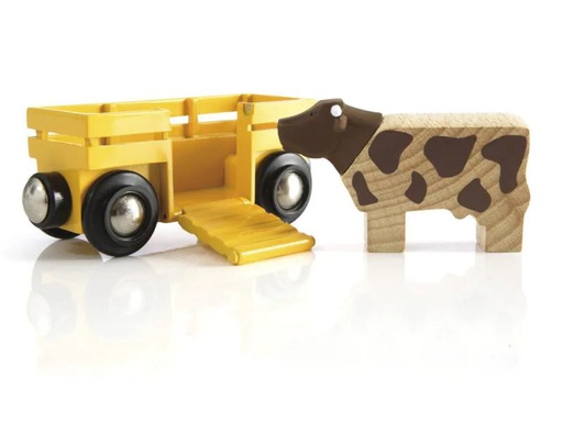 [90148357 483485] BRIO Eisenbahn Tierwagen mit Kuh