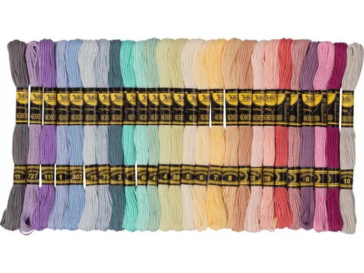 [90149667 1043923] Folia Stickgarn Baumwolle Pastell, 52 Bündel à 8 m