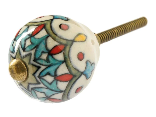 [90149847 1176530] Tranquillo Möbelgriff handgemacht, Ø 3 cm, Weiss/Gold