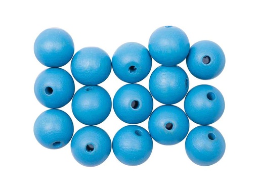 [90150794 1193004] Rico Design Holzperlen Gebohrt 12 mm Hellblau, 15 Stück