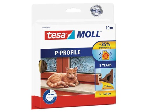 [90151241 339092] tesa Gummidichtung MOLL P-Profile Large 1 Stück, Braun