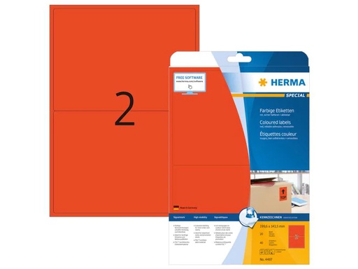 [90151425 1098893] HERMA Universal-Etiketten 4497 Rot, 40 Etiketten