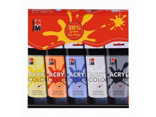 [90151428 545400] Marabu Acrylfarbe Acryl Color 100 ml 5 Tuben